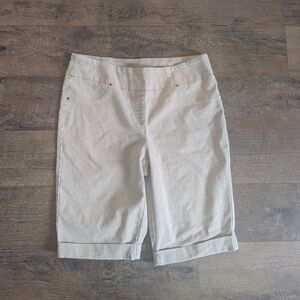 Ruby Rd Cream Bermuda Shorts Tailored Cotton Blend